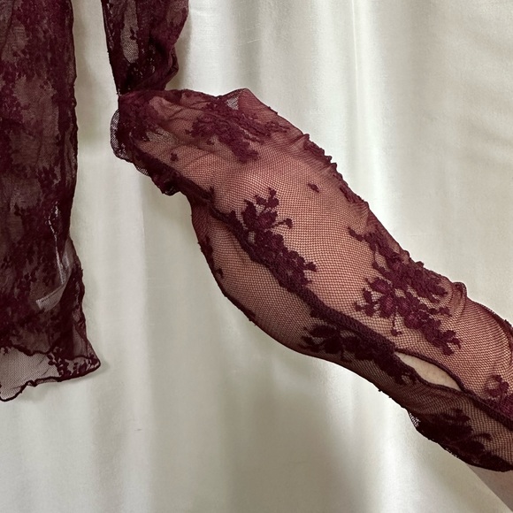 FREE PEOPLE sheer shirt in burgundy.  Medium - Picture 10 of 10